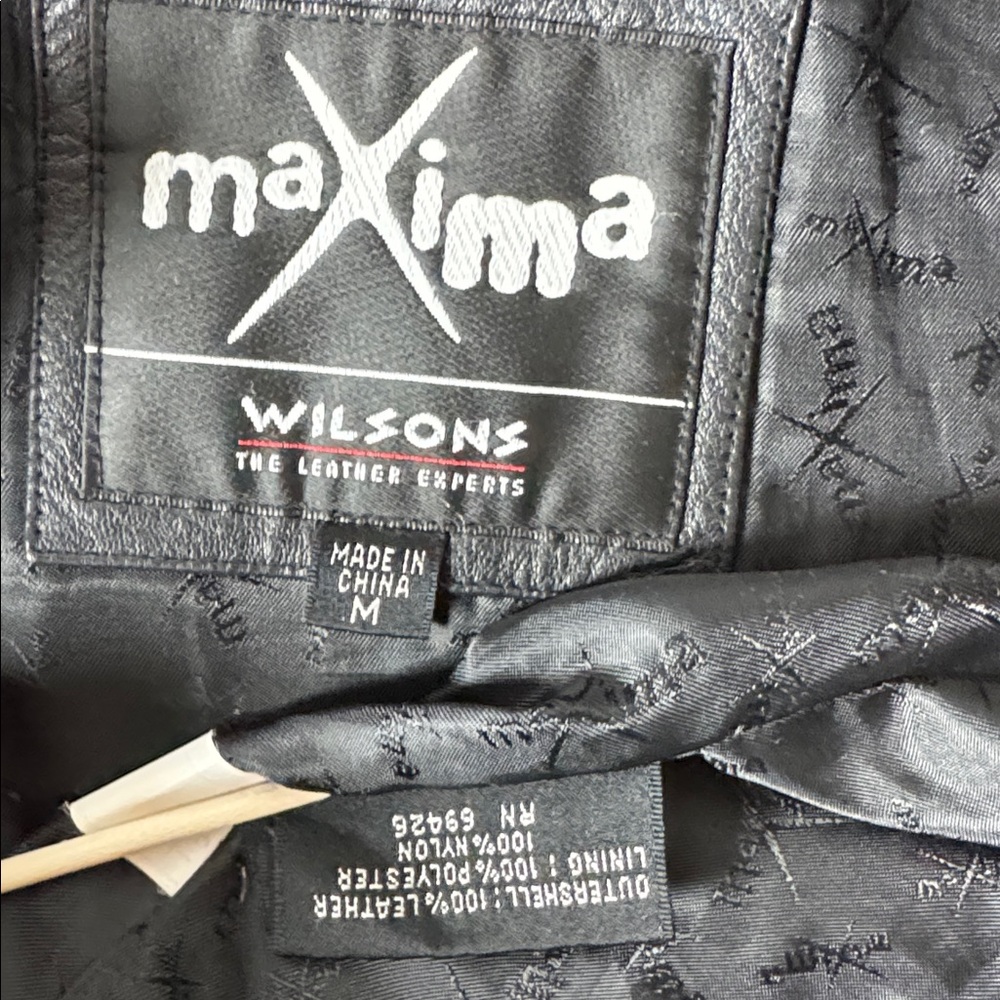 Maxima by Wilsons button down black leather jacket M - Picture 8 of 12